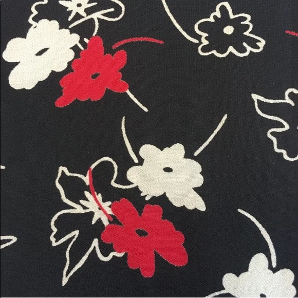 Ann Taylor LOFT Floral Dress Red Black Trumpet - Picture 3 of 5